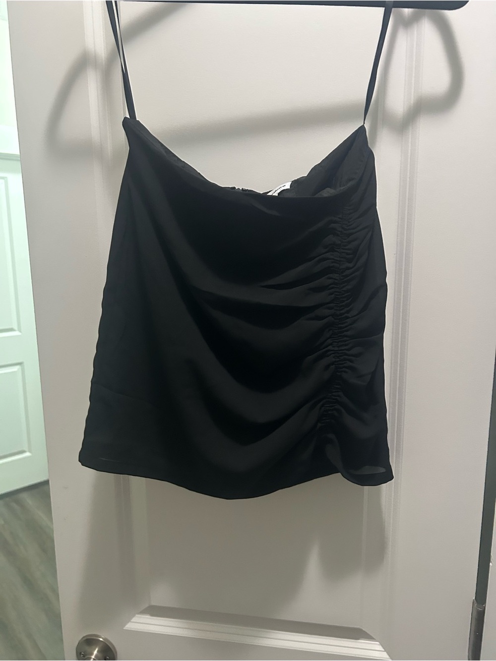 Black Ruched Mini Skirt